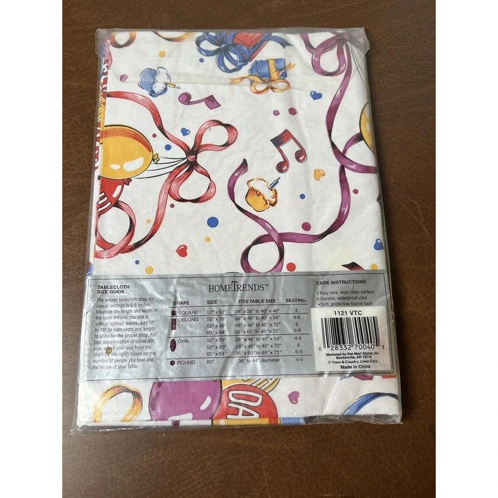 Vintage Flannel Back Tablecloth Birthday Party  52x52 Square